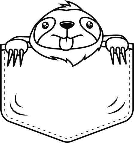 Sloth Is In A Pocket Coloring Page